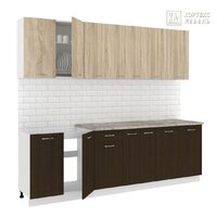 Готовая кухня Кортекс-мебель Корнелия Лира-лайт 2.5м (дуб сонома/венге/королевский опал)