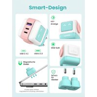 Сетевое зарядное Ugreen Nexode RG 65W CD361 (голубой/розовый)
