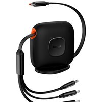 Кабель Baseus Traction Series Retractable 3 в 1 CAQY000001 (1.7 м, черный)