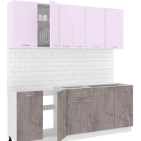 Готовая кухня Кортекс-мебель Корнелия Лира-лайт 2.1м без столешницы (сирень/оникс)