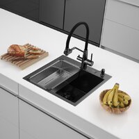 Кухонная мойка ARFEKA Eco AR мойка 500*500, коландер G, дозатор Black Decor Volcanic