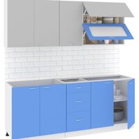 Готовая кухня Кортекс-мебель Корнелия Мара 2.0 без столешницы (серый/синий)