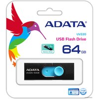 USB Flash ADATA UV220 64GB (черный/голубой)