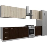 Готовая кухня Кортекс-мебель Корнелия Лира 2.6 без столешницы (дуб сонома/венге)