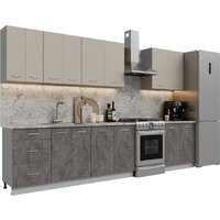 Готовая кухня Кортекс-мебель Корнелия Лира 2.7 (капучино/оникс/марсель)
