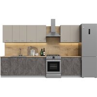 Готовая кухня Кортекс-мебель Корнелия Лира 2.6 (капучино/оникс/дуб бунратти)
