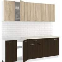 Готовая кухня Кортекс-мебель Корнелия Лира-лайт 2.2м (дуб сонома/венге/королевский опал)