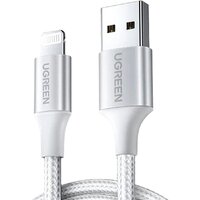 Кабель Ugreen US199 60161 USB Type-A - Lightning (1 м, белый/серебристый)