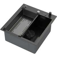 Кухонная мойка ARFEKA Eco AR мойка 450*500 POP-UP, коландер G, дозатор BLACK DECOR MILLET GRAINS