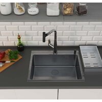 Кухонная мойка Roxen Simple 560220-50B PVD графит (с коландером и дозатором)