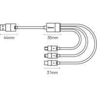 Кабель Baseus StarSpeed 1-for-3 Fast Charging Data Cable (1.2 м, черный)
