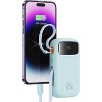 Внешний аккумулятор Baseus Qpow2 Dual-Cable Digital Display Fast Charge Power Bank 22.5W 10000mAh (голубой)
