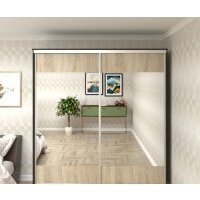 Шкаф-купе Кортекс-мебель Сенатор ШК12-45 Геометрия ДСП с зеркалом (венге/дуб сонома)