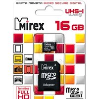 Карта памяти Mirex microSDHC UHS-I (Class 10) 16GB + адаптер [13613-ADSUHS16]