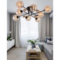 Люстра средней высоты Mirastyle MH-1491B/8 BK+WOOD