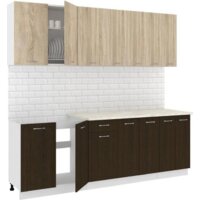 Готовая кухня Кортекс-мебель Корнелия Лира-лайт 2.3м (дуб сонома/венге/королевский опал)