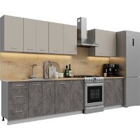 Готовая кухня Кортекс-мебель Корнелия Лира 2.6 (капучино/оникс/дуб бунратти)