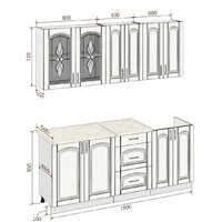 Готовая кухня Кортекс-мебель Корнелия Ретро 1.9 м (ясень белый/дуб бунратти)
