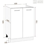 Шкаф напольный Кортекс-мебель Корнелия Лира НШ60м без столешницы (белый)