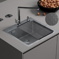 Кухонная мойка Roxen Snake 560220-45-S сатин/текстурная поверхность (с ролл-матом и дозатором)