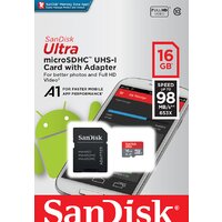 Карта памяти SanDisk Ultra SDSQUAR-016G-GN6MA microSDHC 16GB (с адаптером)