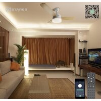 Припотолочная люстра Estares Fan Wood 48W+18W R-APP-1060x390-WHITE/WOOD/WHITE-220-IP20