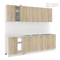 Готовая кухня Кортекс-мебель Корнелия Лира-лайт 2.5м без столешницы (дуб сонома)