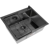 Кухонная мойка ARFEKA ECO AR мойка 600*500, коландер F, дозатор BLACK DECOR MILLET