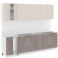 Готовая кухня Кортекс-мебель Корнелия Лира 2.6 без столешницы (капучино/оникс)