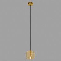 Подвесная люстра Belfast Pansy 6214-1 BR CA (латунь/стекло/янтарный)