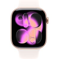 Умные часы Apple Watch Series 11 46 мм (алюминиевый корпус, розовое золото/легкие румяна, спортивный силиконовый ремешок M/L)