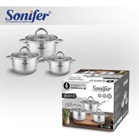 Набор кастрюль Sonifer SF-1198 (3шт, с крышками)