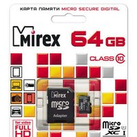 Карта памяти Mirex microSDXC UHS-I (Class 10) 64GB (13613-AD10SD64)