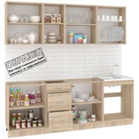 Готовая кухня Кортекс-мебель Корнелия Ретро 2.2 м без столешницы (ясень белый)