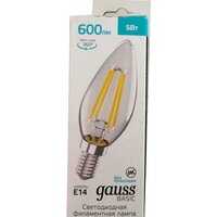 Светодиодная лампочка Gauss Basic Filament Свеча 5W 600lm 4000K E14 50312252