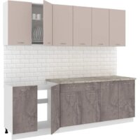 Готовая кухня Кортекс-мебель Корнелия Лира-лайт 2.4м (капучино/оникс/марсель)