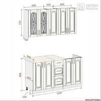Готовая кухня Кортекс-мебель Корнелия Ретро 1.5м (дуб сонома/королевский опал)