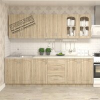 Готовая кухня Кортекс-мебель Корнелия Ретро 2.5м (ясень белый/королевский опал)