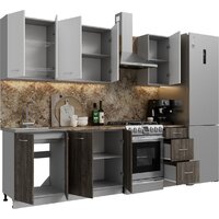 Готовая кухня Кортекс-мебель Корнелия Лира 1.8 (белый/орех элия/мадрид)
