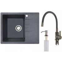 Кухонная мойка БелЭворс Mila L + смеситель W74004-9 + дозатор L405-1 (серый/сатин)