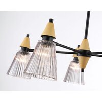 Подвесная люстра Ambrella light LH58114/5 BK/LW/SM (черный/светлое дерево/дымчатый)