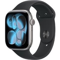 Умные часы Apple Watch Series 11 46 мм (алюминиевый корпус, космический серый/черный, спортивный силиконовый ремешок S/M)