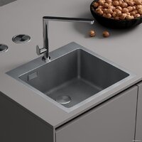 Кухонная мойка Roxen Snake 560220-50-S (50*48) сатин/текстурная поверхность (с коландером и дозатором)