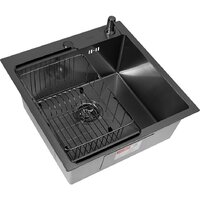 Кухонная мойка ARFEKA ECO AR мойка 500*500, коландер F, дозатор BLACK DECOR VOLCANIC