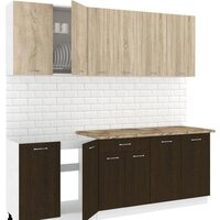 Готовая кухня Кортекс-мебель Корнелия Лира-лайт 2.2м (дуб сонома/венге/мадрид)