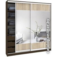 Шкаф-купе Кортекс-мебель Сенатор ШК12-45 Геометрия ДСП с зеркалом (венге/дуб сонома)