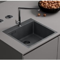 Кухонная мойка Roxen Snake 560220-50-BS (50*48) PVD графит/текстурная поверхность (с коландером и дозатором)