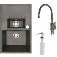 Кухонная мойка БелЭворс Forma R + смеситель W74004-9 + дозатор L405-1 (серый/сатин)