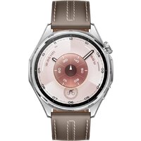 Умные часы Huawei Watch GT 6 46 мм (серебристый, с коричневым кожаным ремешком, международная версия)