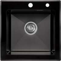 Кухонная мойка ARFEKA ECO AR 500*500 GS BLACK GLASS + BLACK PVD NANO